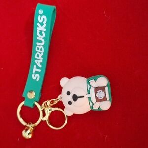Starbucks Keychain Green/Brown Bear  Silicone Rubber
